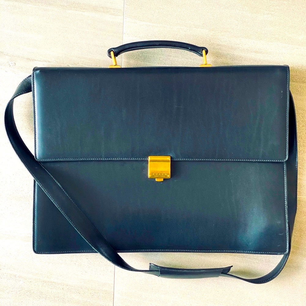 Very rare Coach leather briefcase w/shoulder strap